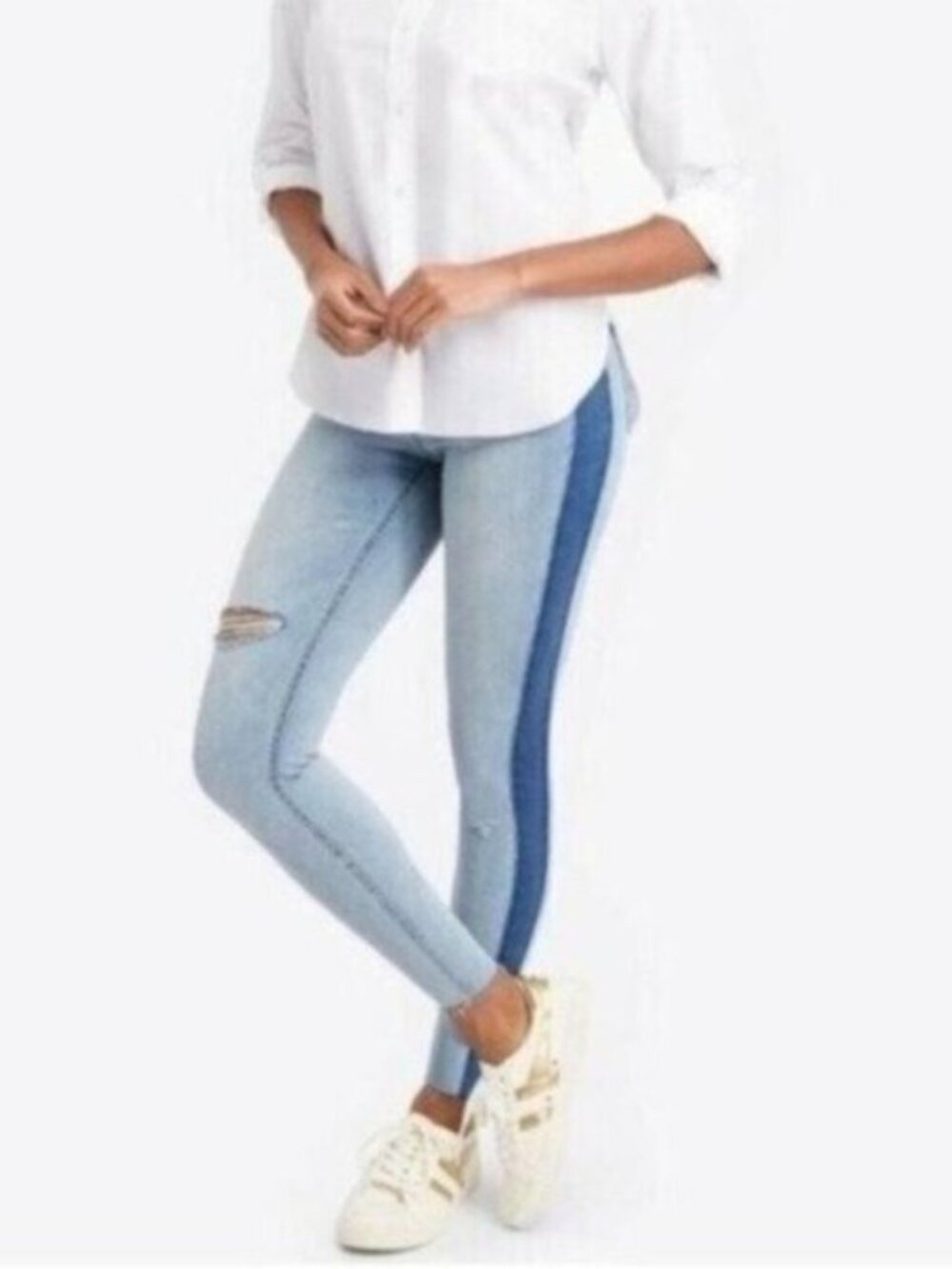 New Spanx High Rise Distressed Jeggings Pull On Preppy Minimalist